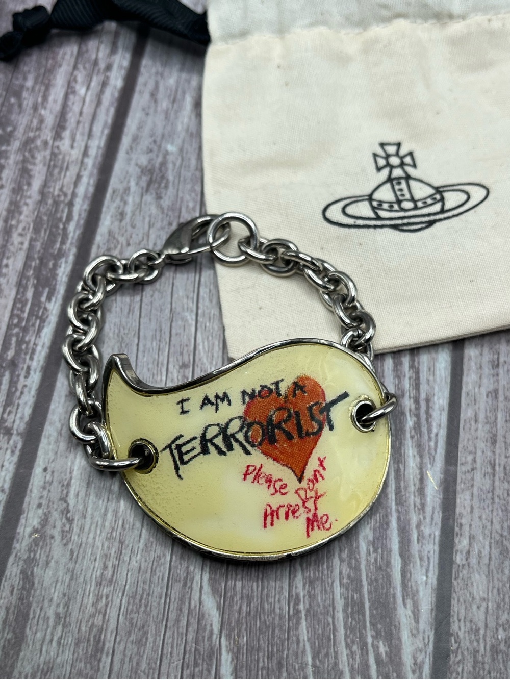 GRAIL! VIVIENNE WESTWOOD “I Am Not A Terrorist” Bracelet AW05/06 RARE ARCHIVAL